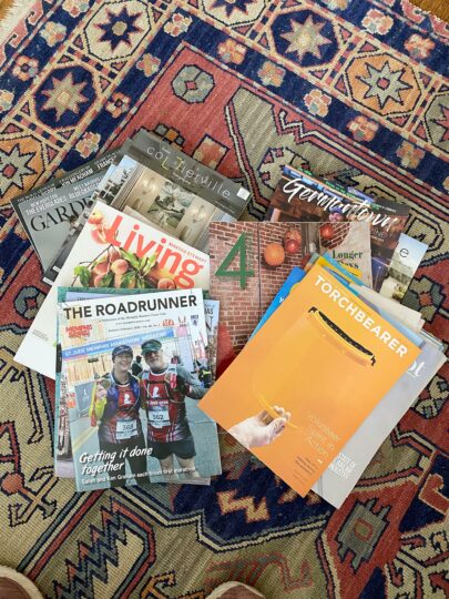 Magazines on a table